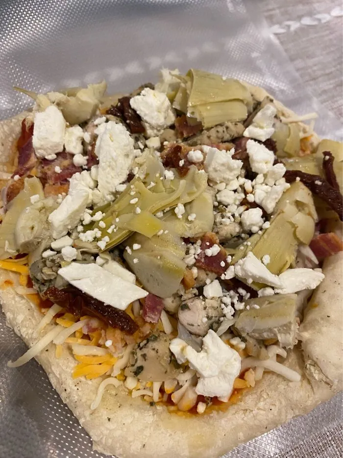 Started Meal Prepping For The Month And Here Is One Of The Pizzas. Chicken Bacon Artichoke.