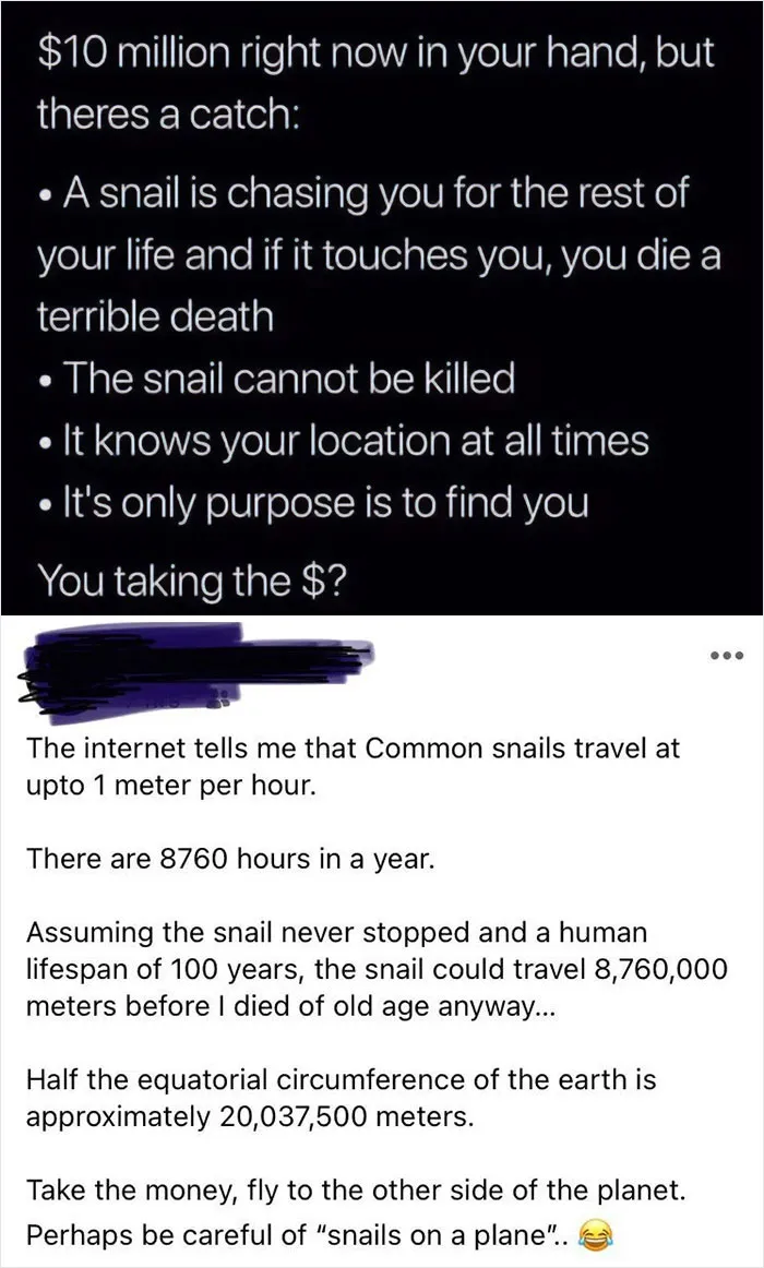 A Mate Of Mine Did Some Snail Travelling Maths