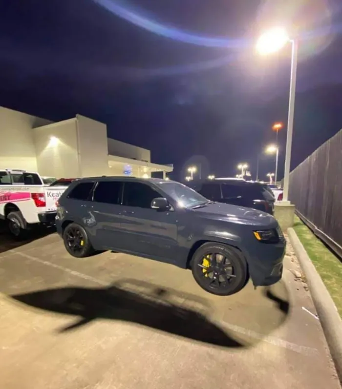 I Genuinely Thought My Car Was Hovering Over The Parking. The Shadow Makes It Look Like It's Floating