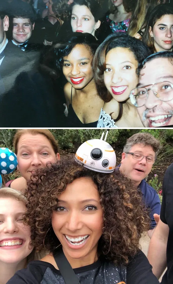 El actor Sean Astin se coló en mi foto en el 93 en el baile inaugural de D.C. y otra vez 26 años después en Disneylandia