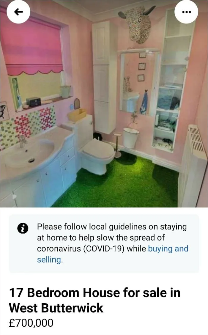 Artificial Grass In The Bathroom. I Wonder How Long Before It Ends Up In Yup, That's A Piss Corner Mushroom