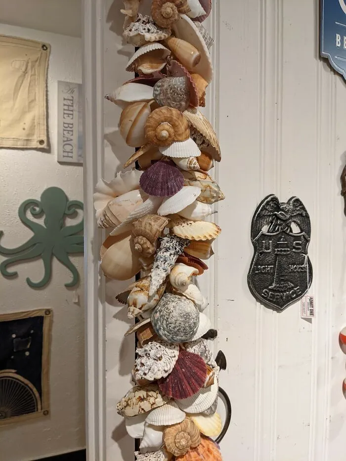 I Found One In The Wild!! About Eight Feet Long, Hanging From A Door Frame. Various Beautiful Sea Shells Tied To A Central Cord. The Angles, Textures, And How Tight They're Strung Together Would Never Allow A Duster Through Properly. The Central Cord Is Hemp So Can't Get It Wet! And The Small Crevasses Are Impossible To Reach, Especially In The Spiral And Hollow Shells. Beautiful Idea, But The Dust Magnet This Is Makes Me Want To Burn It With Fire