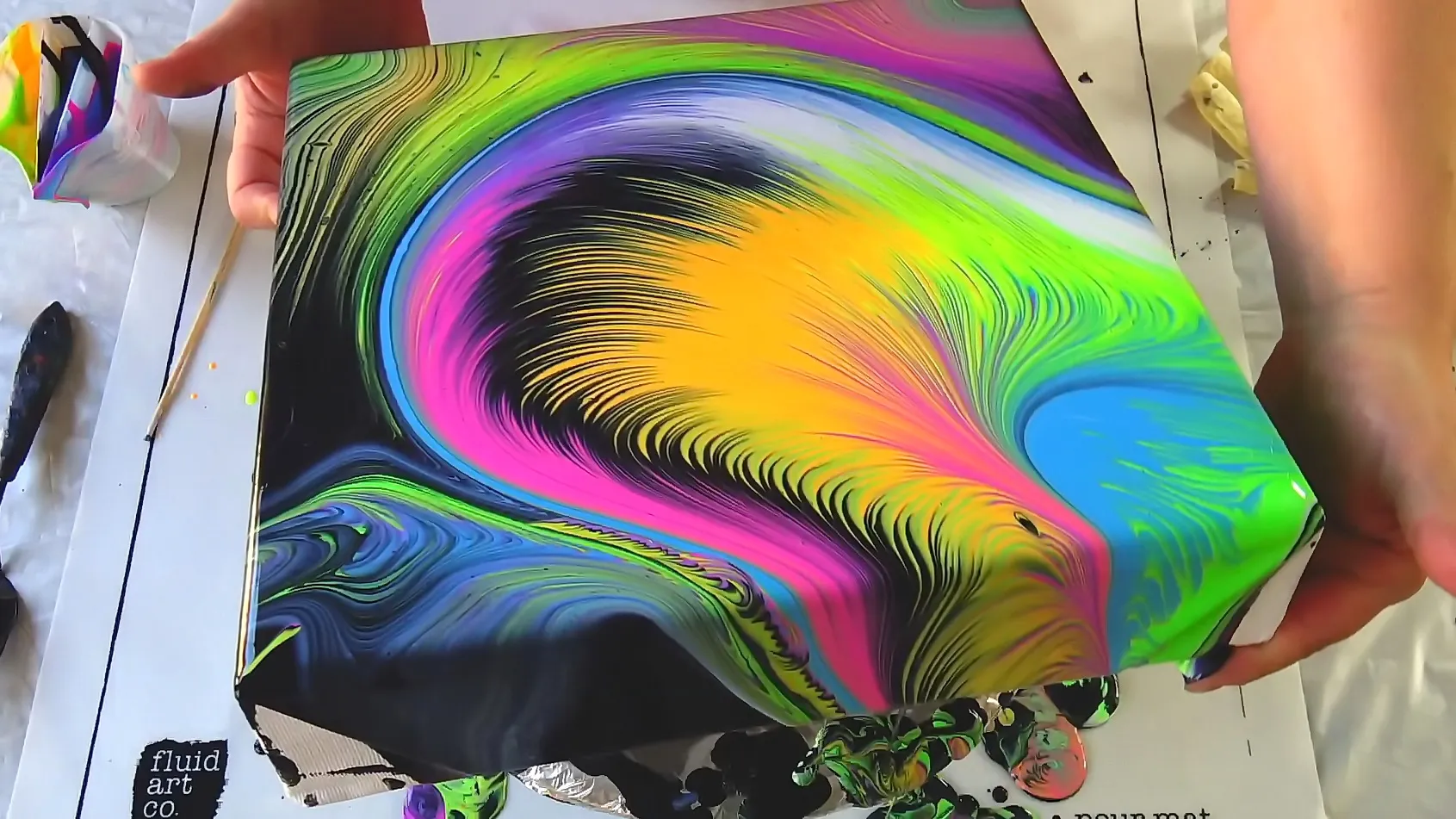 Split Cup Acrylic Pour ~ Fluorescent For Halloween