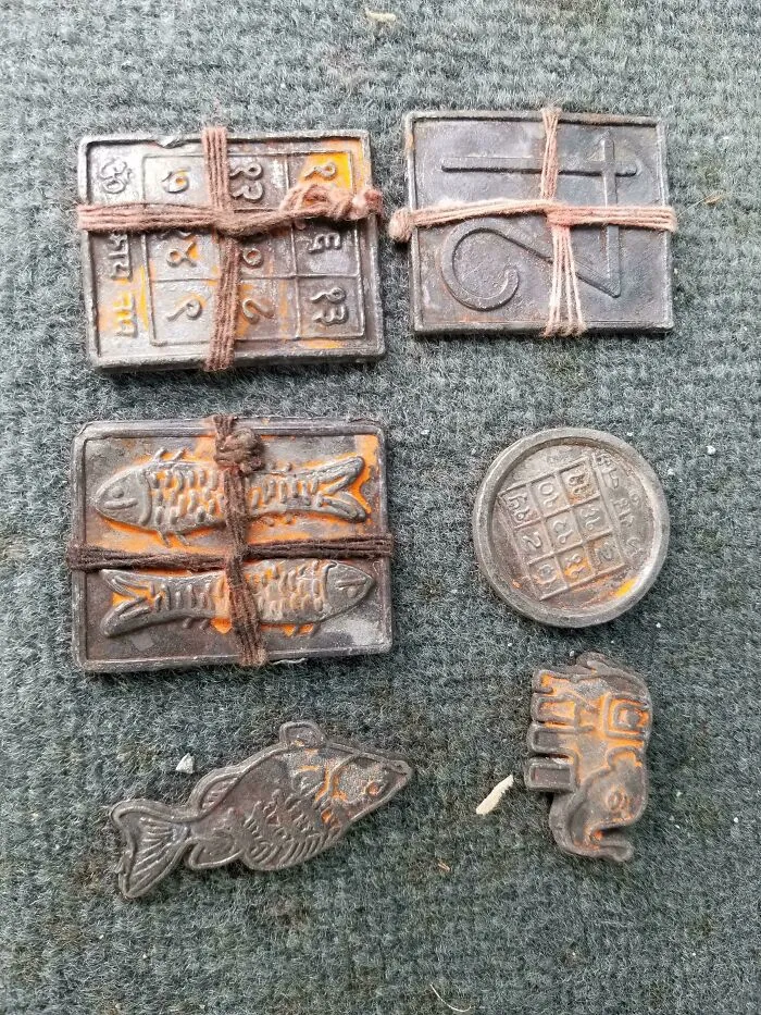 Found These Soft Metal Objects While Metal Detecting Under A Pier At Low Tide