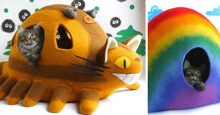 We Create Cute And Whimsical Cat Beds Out Of Natural Wool (18 Pics)