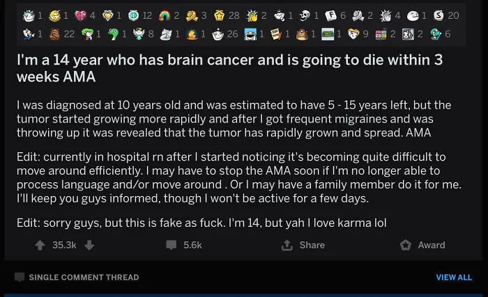 Ek Fakes His Brain Cancer And Admits It