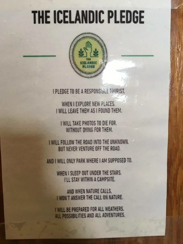 The Icelandic Pledge For Tourists