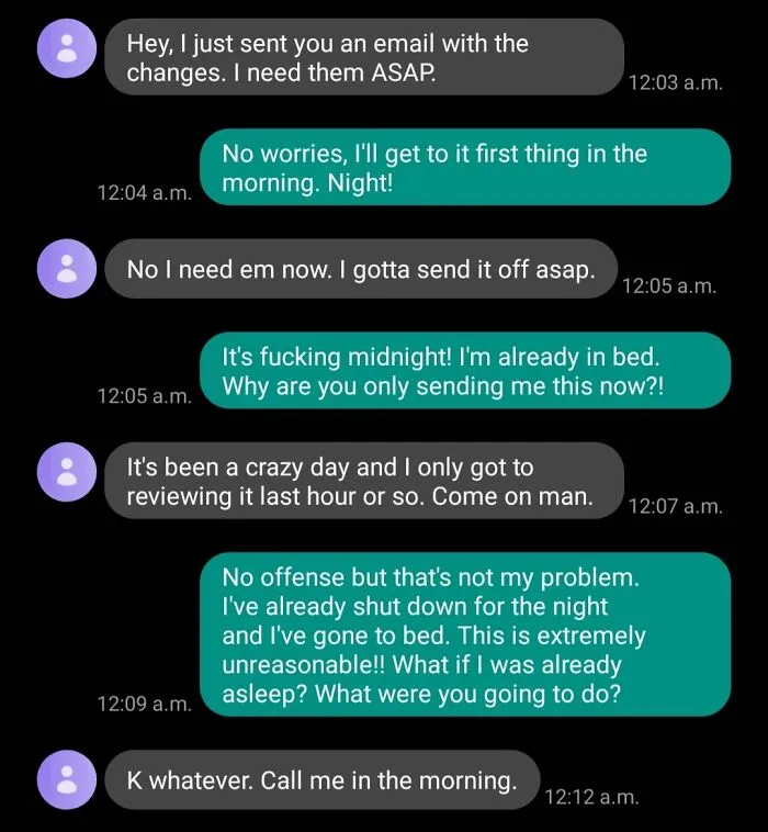 My Buddy's Boss Last Night. Good For Him But I Wouldn't Have Answered