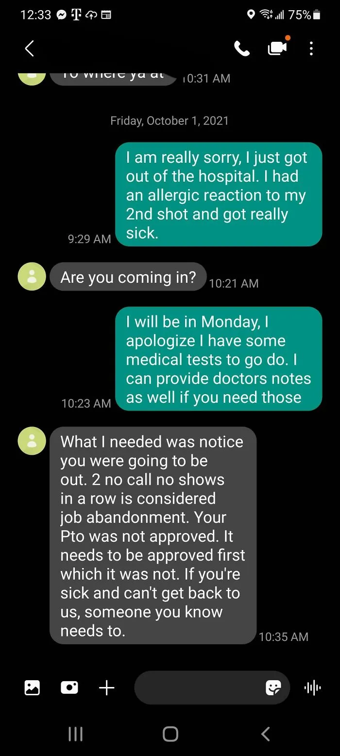 Got Fired After Having Allergic Reaction To Second Vaccine Dose