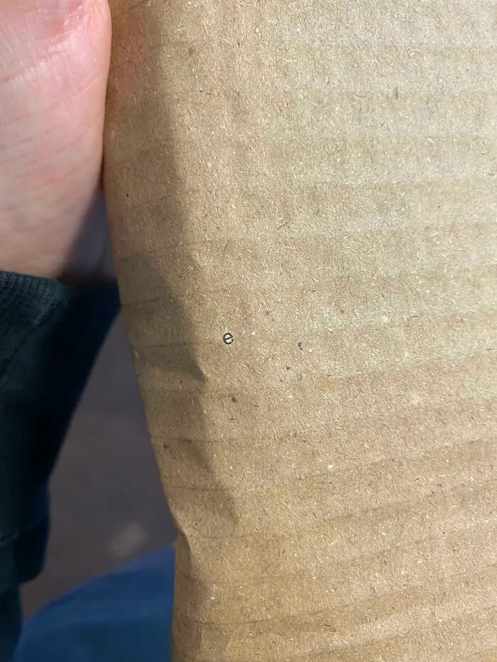 Found An E Than Survived The Recycling Process On The Cardboard We Use At Work