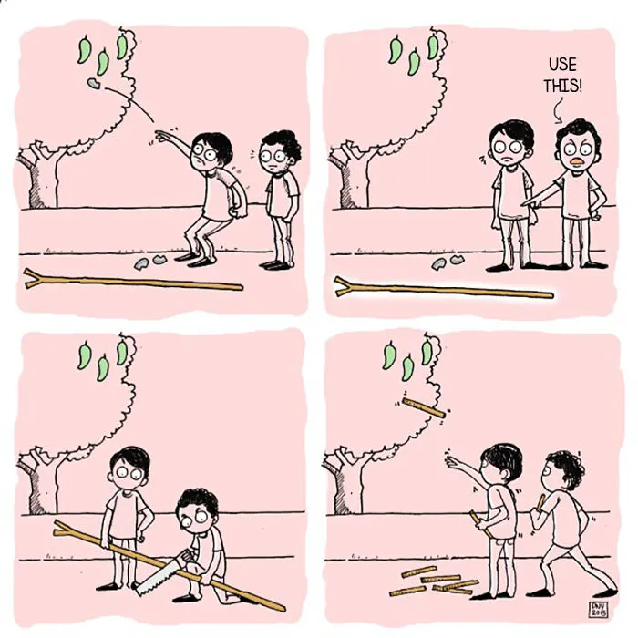 Trying To Get Some Fruit From A Tree