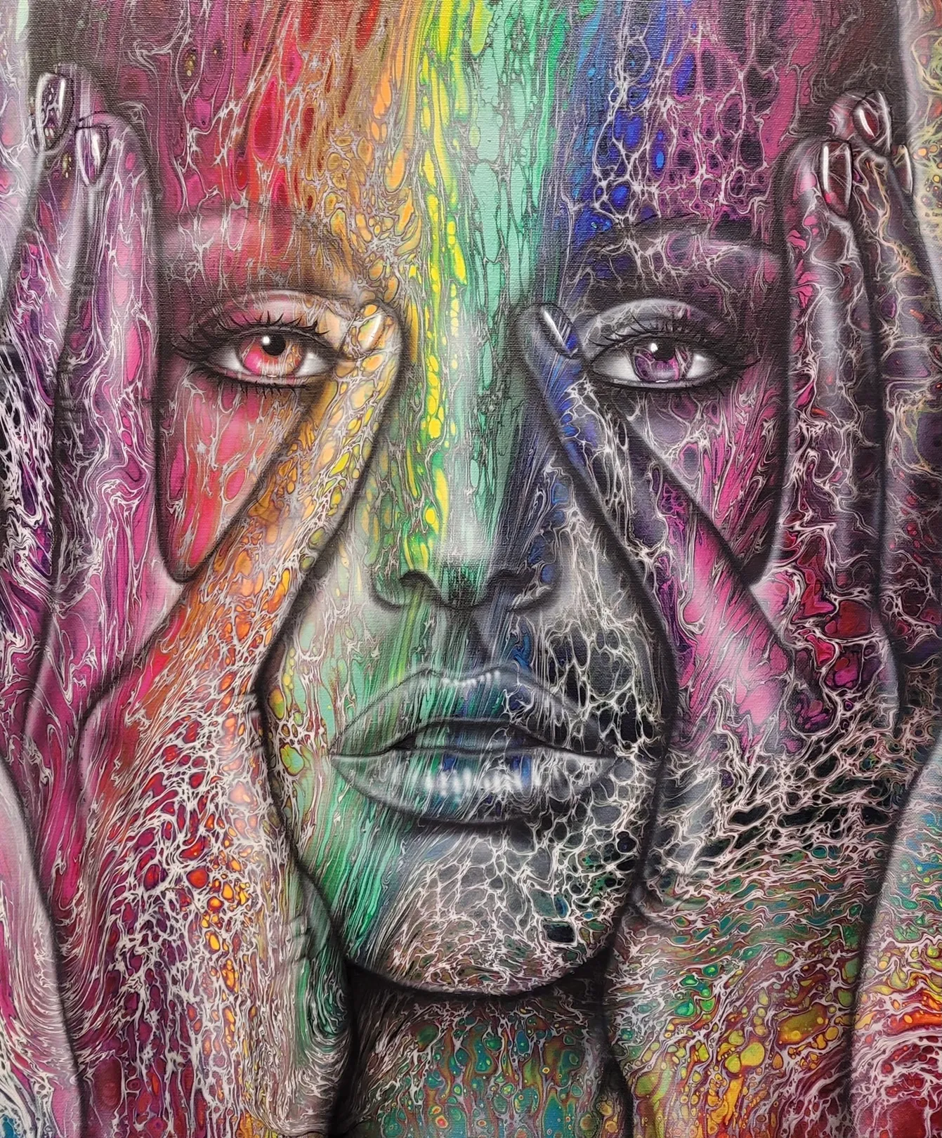 I Create Portrait Paintings Of Beautiful Ladies Using Fluid Art And An Airbrush.