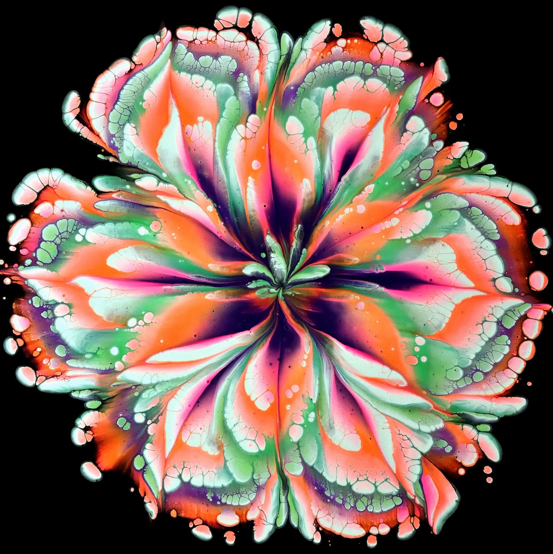 Halloween Flower ~ Painting With Acrylics And Napkin ~ Reverse Flower Dip