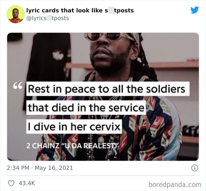 30 Hilariously Absurd Lyrics Shared On This Twitter That Collects Lyrics ‘You’d Never Believe Are Real’ (New Pics)