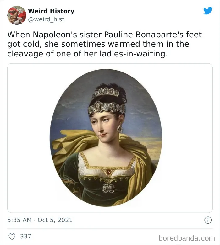 Portrait of Pauline Bonaparte in historical attire, illustrating a weird history fact for history and trivia lovers.