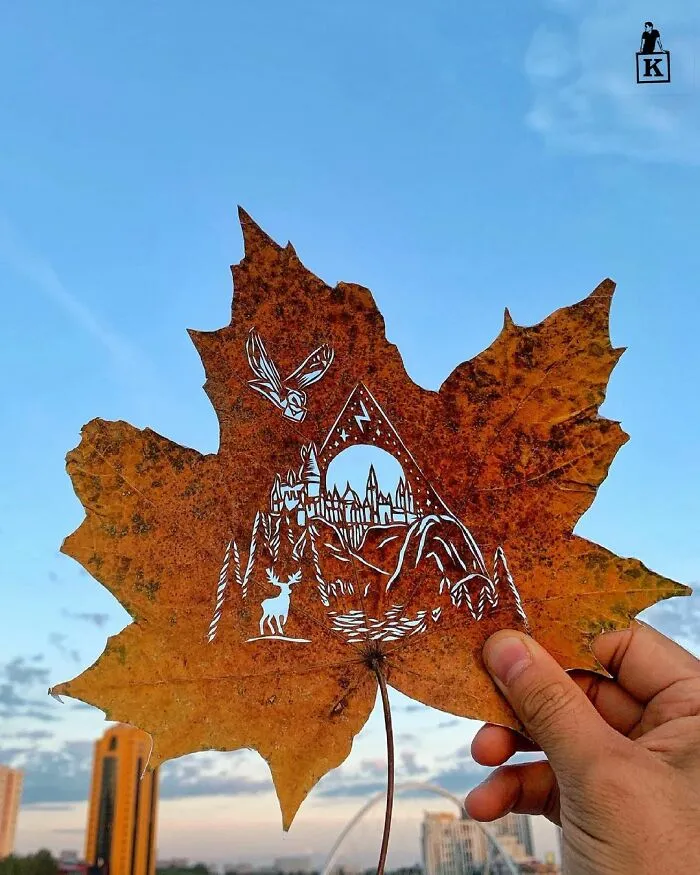 I Give A Second Life To Leaves By Cutting Drawings On Them (30 Pics)