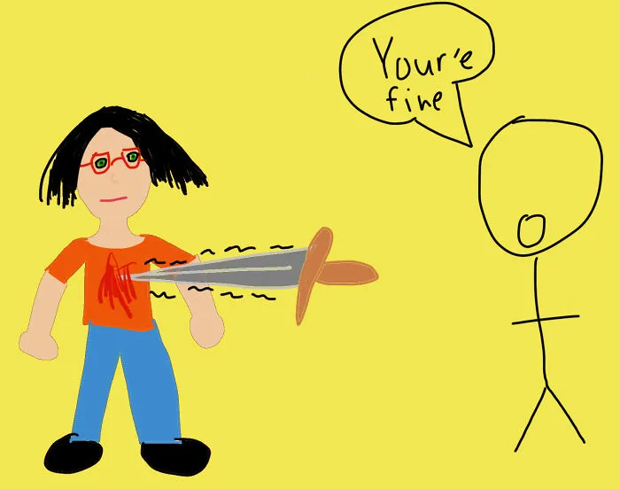 Please Excuse My Terrible Drawing Skills. Left Is What Anxiety Feels Like To Me. Right Is Whoever I Try To Talk To About It.