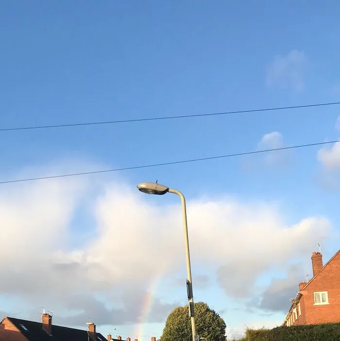I Found The Rainbow Coming From The Cloud!!! Not Very Clear, But Here It Is Anyway