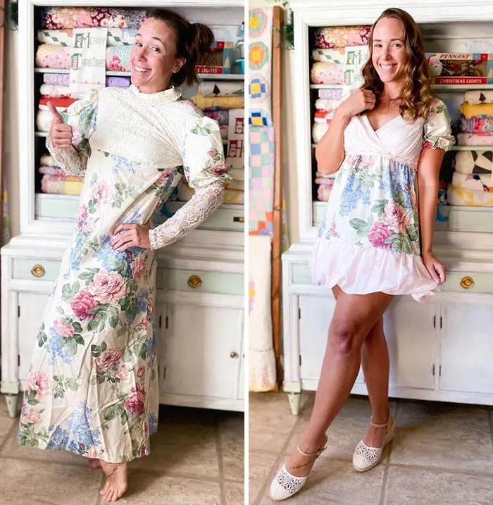 Woman Modifies Old Thrift Store Clothes To Create New Outfits And Here Are 25 Of Her Best Works (New Pics)