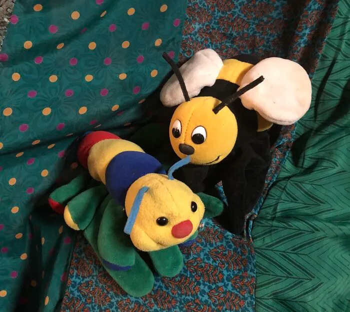 Glove Puppets!  Caterpillar And Bumblebee, Circa 1980s