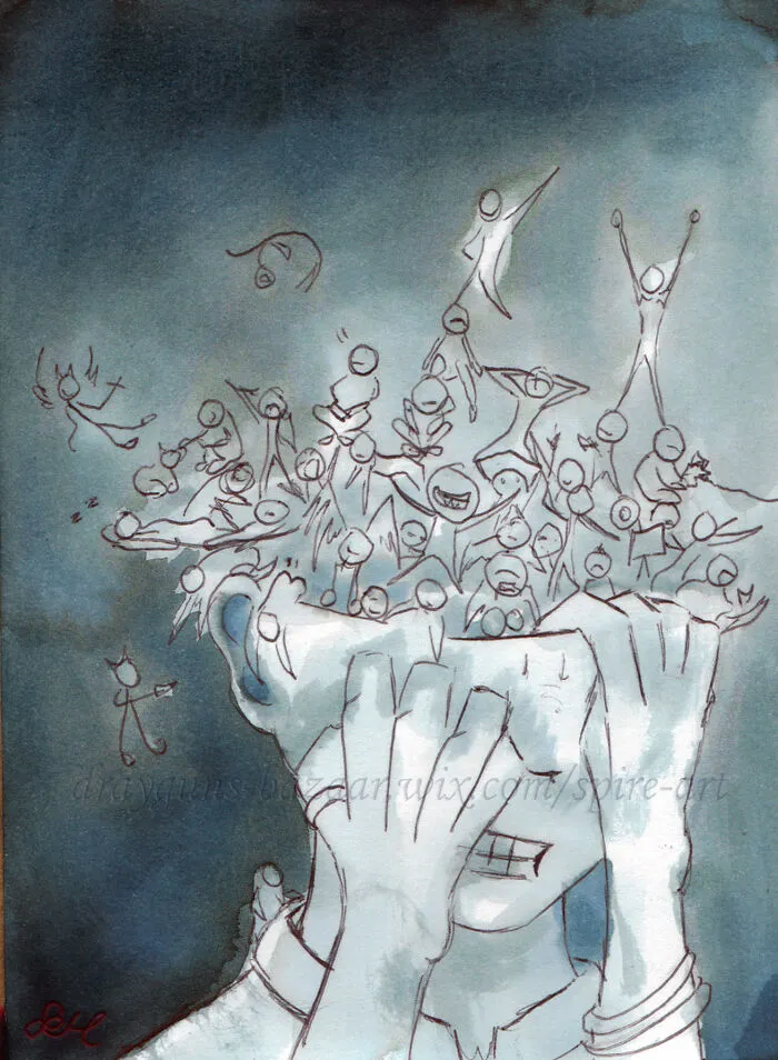 This Is Titled, 'Thought Cup.' I Am Dealing With Gad And Cptsd, Addictions And Ocpd - I Score Close To The Line For Autism Spectrum And Always Negatively For Adhd But Looking At This I Can See Why Most People Think I Have Adhd. Anxiety Is A Noisy And Relentless Mile-A-Minute Thing When It Is In Full Swing...