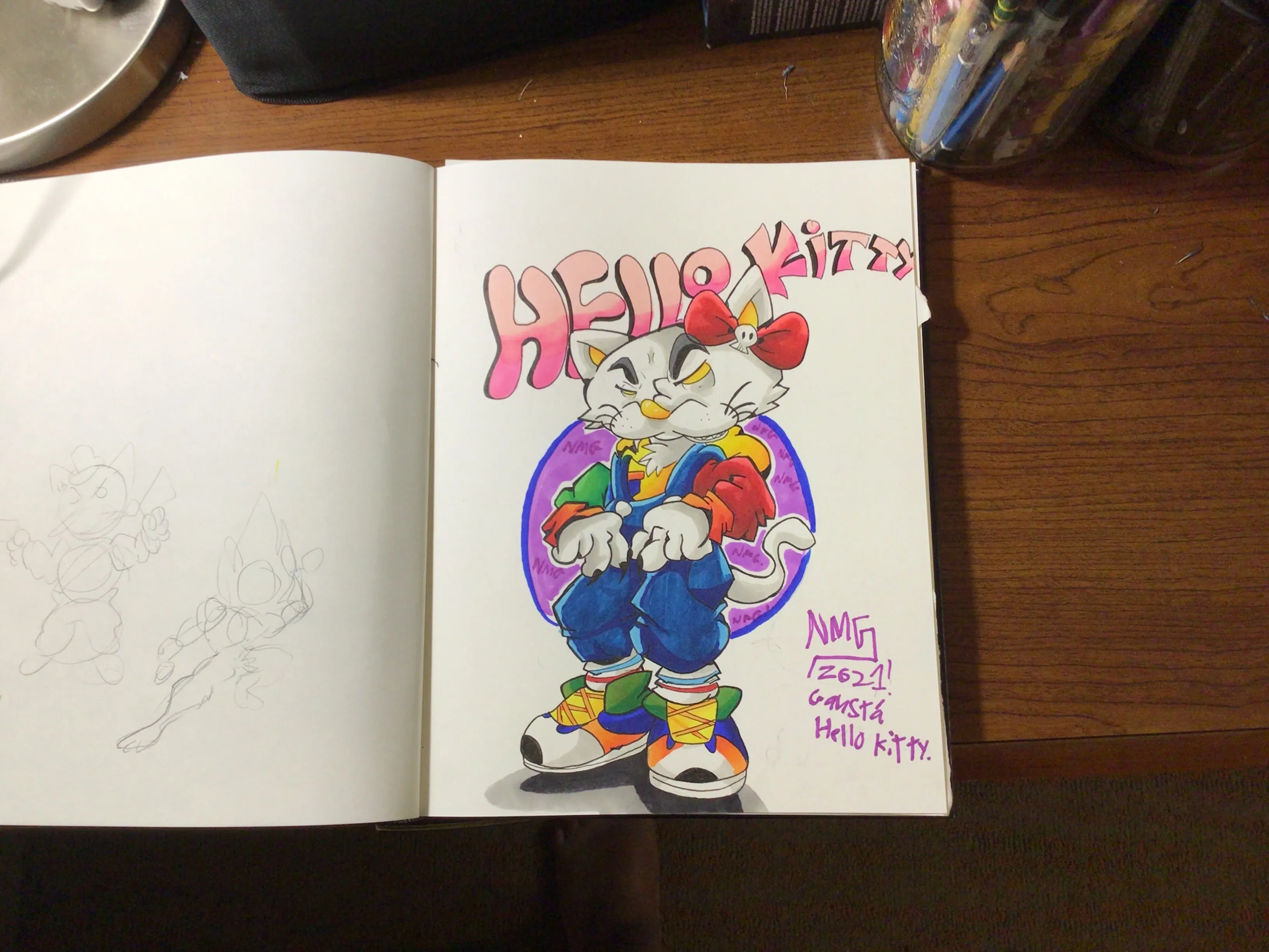 I Drew Hello Kitty If She Was A Ganster!!!