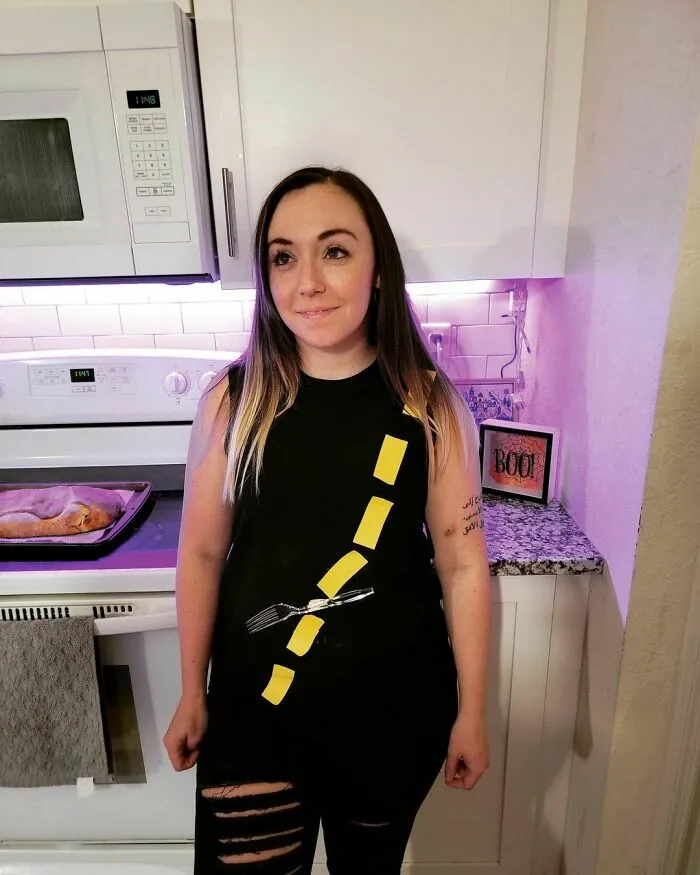 First Costume Of Spooky Season: A Fork In The Road, Complete With Potholes. Great Budget Costume Idea