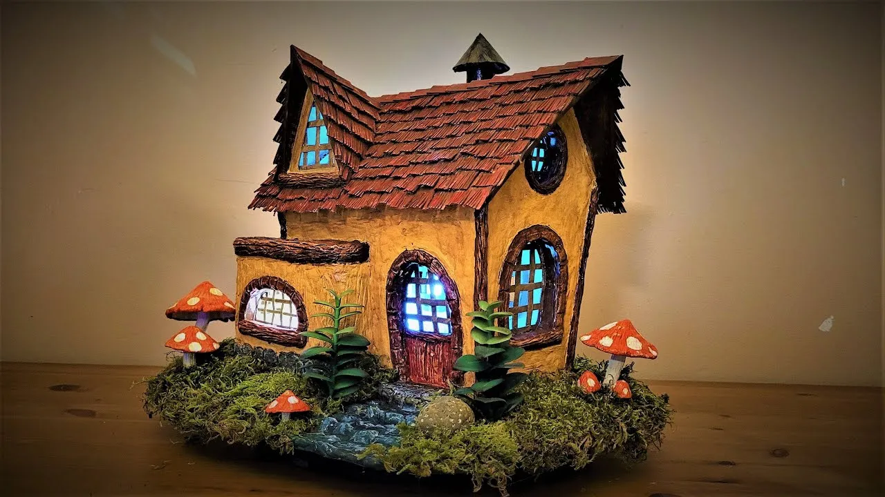Fairy House Made Using Ice Cream Container