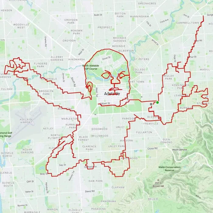 Gary Cordery Collects People's Drawings Made On A Map By Walking, Running, Cycling, Or Driving (94 Pics)