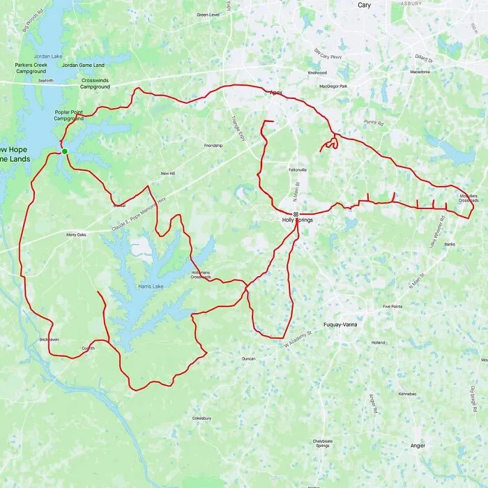 Gary Cordery Collects People's Drawings Made On A Map By Walking, Running, Cycling, Or Driving (94 Pics)