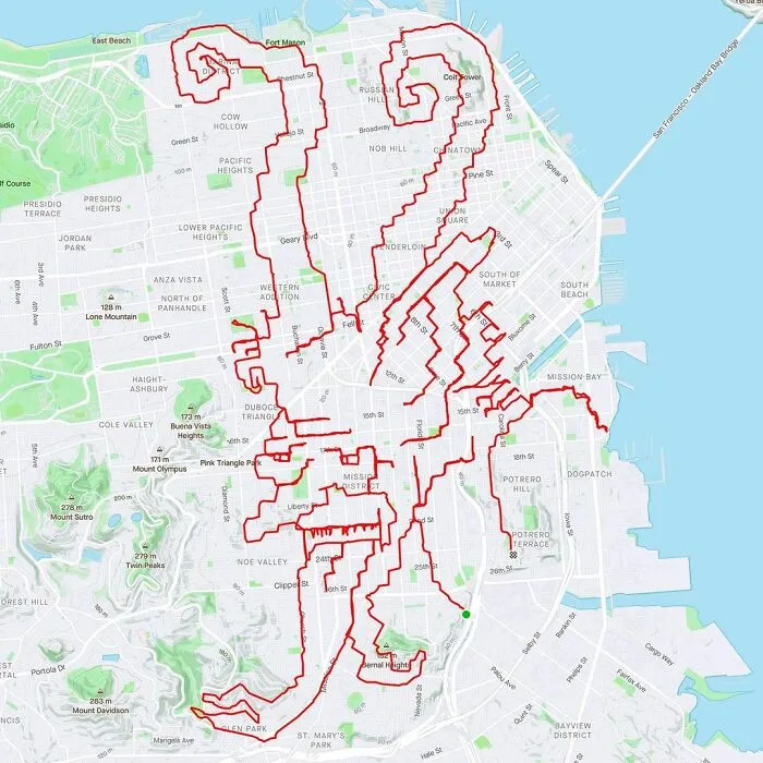 Gary Cordery Collects People's Drawings Made On A Map By Walking, Running, Cycling, Or Driving (94 Pics)