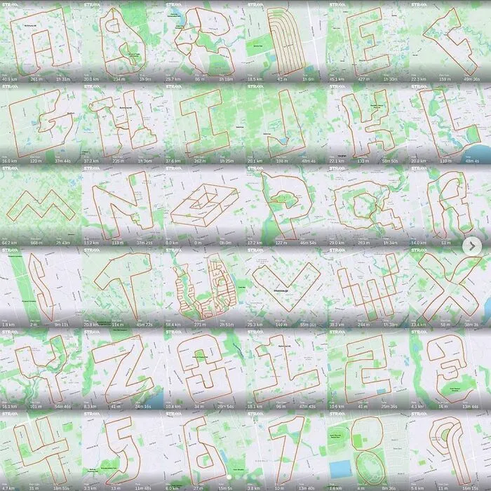 Gary Cordery Collects People's Drawings Made On A Map By Walking, Running, Cycling, Or Driving (94 Pics)