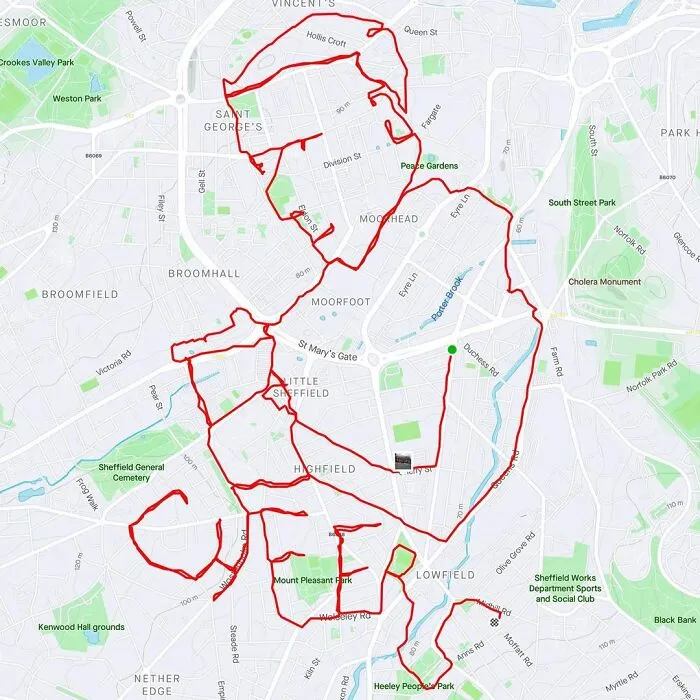 Gary Cordery Collects People's Drawings Made On A Map By Walking, Running, Cycling, Or Driving (94 Pics)