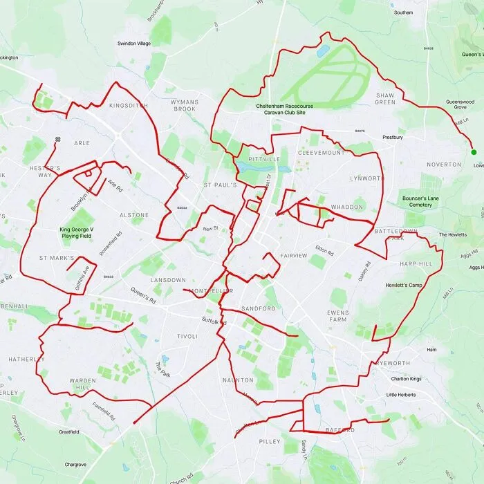 Gary Cordery Collects People's Drawings Made On A Map By Walking, Running, Cycling, Or Driving (94 Pics)