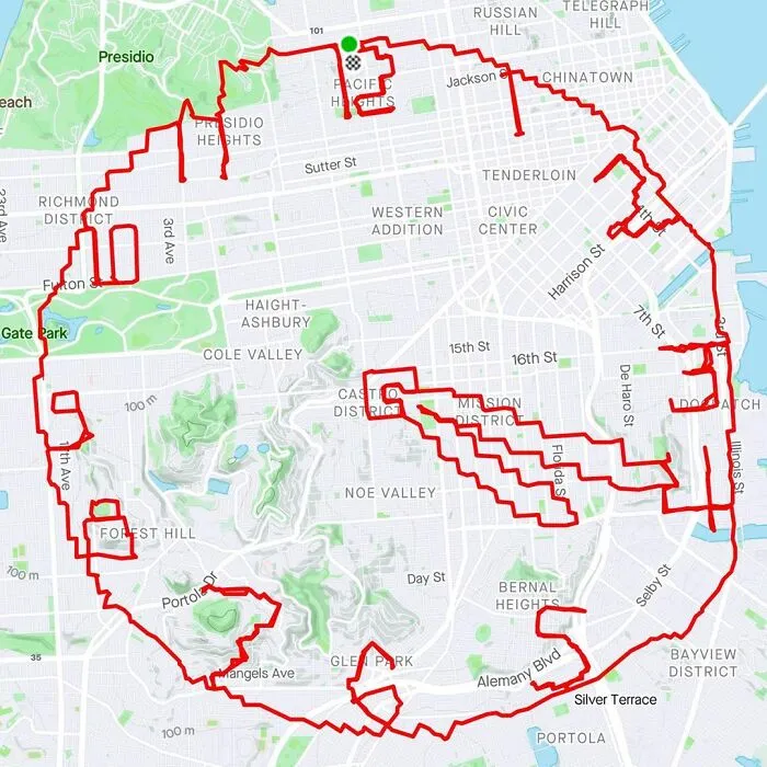 Gary Cordery Collects People's Drawings Made On A Map By Walking, Running, Cycling, Or Driving (94 Pics)