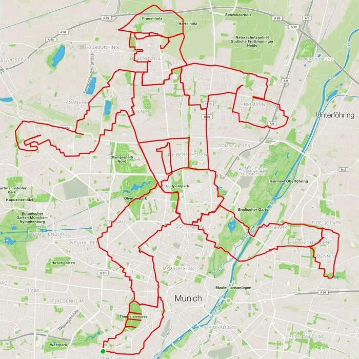 Gary Cordery Collects People's Drawings Made On A Map By Walking, Running, Cycling, Or Driving (94 Pics)