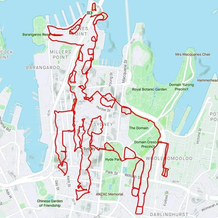 Gary Cordery Collects People's Drawings Made On A Map By Walking, Running, Cycling, Or Driving (94 Pics)