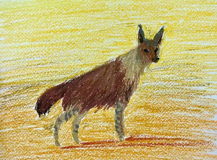 Aardwolf! (Oil Pastels)