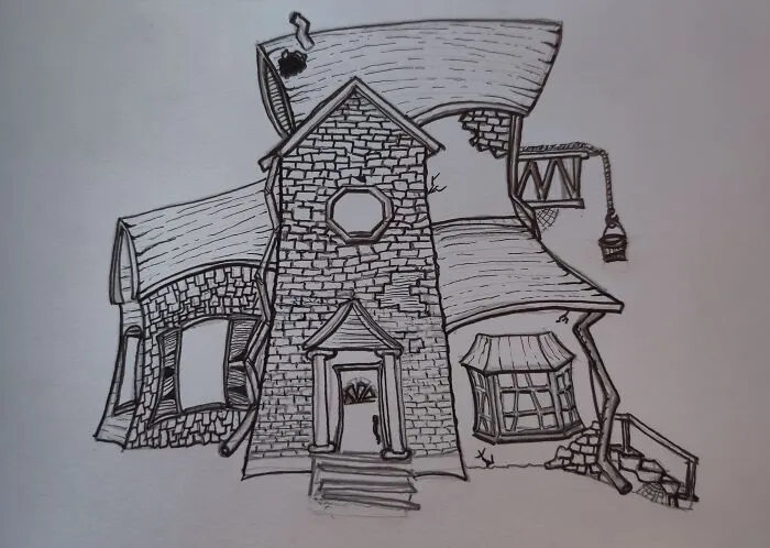 These Were My Drawings For The "Moon" And "Roof" Prompts.