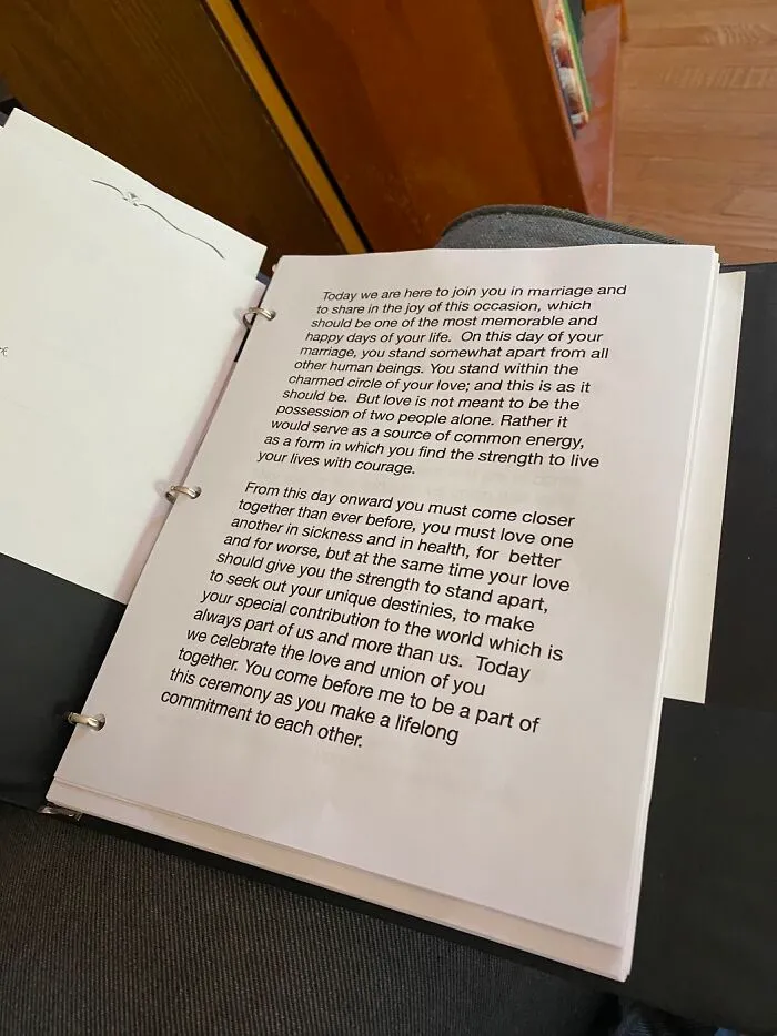In 2 Hours I'm Officiating At A Friend's Son's Wedding. I'm Getting Butterflies In My Stomach Just Re-Reading The Vows, Hoping I Don't Mess It Up.