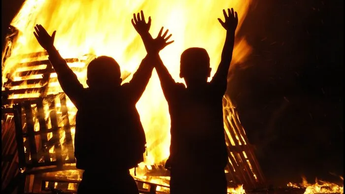 In Ireland It's Traditonal To Celebrate Halloween, Samhain In Irish With Local Bonefires