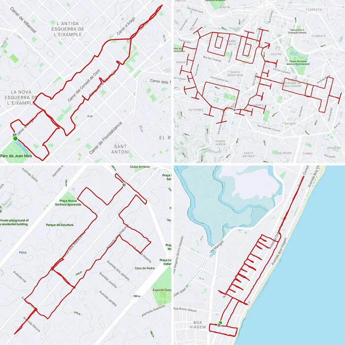 Gary Cordery Collects People's Drawings Made On A Map By Walking, Running, Cycling, Or Driving (94 Pics)