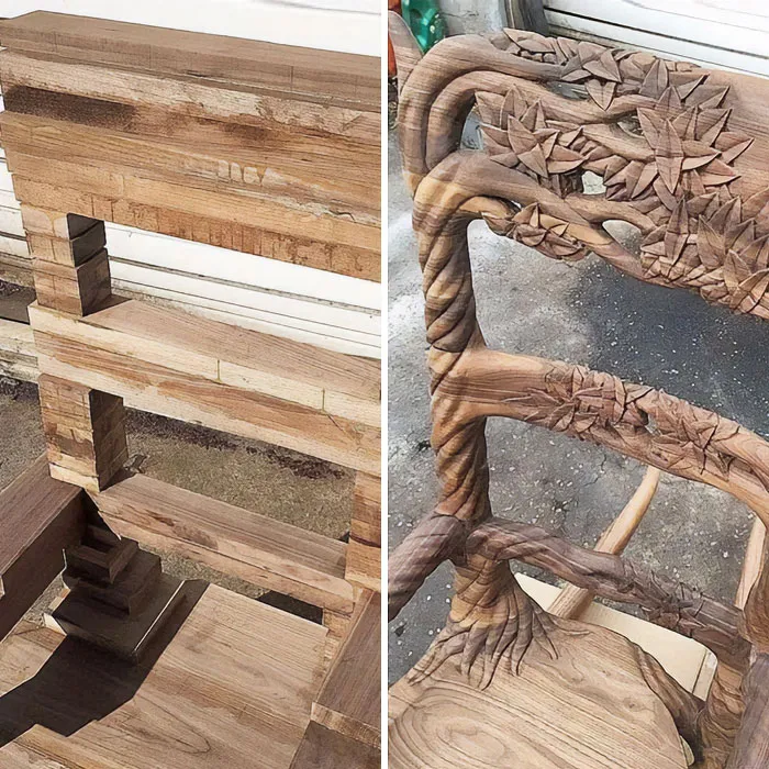 Wooden Chair, Before And After