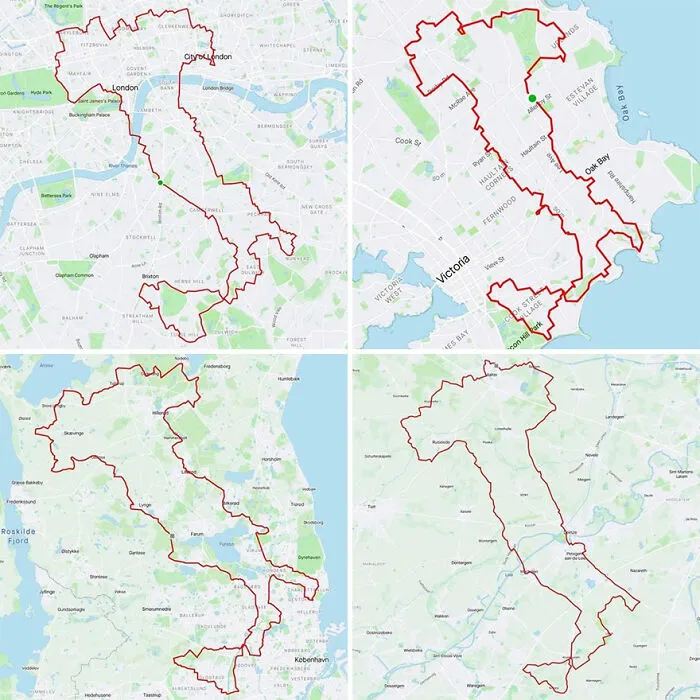 Gary Cordery Collects People's Drawings Made On A Map By Walking, Running, Cycling, Or Driving (94 Pics)