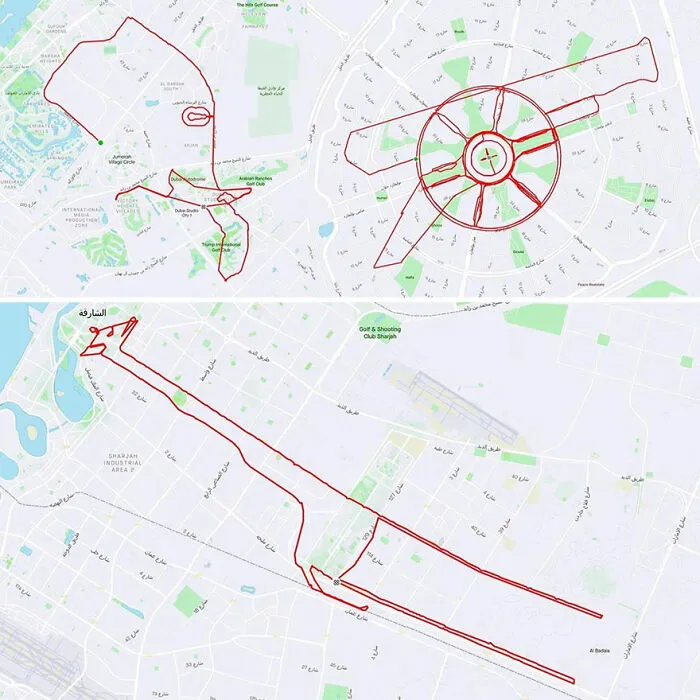 Gary Cordery Collects People's Drawings Made On A Map By Walking, Running, Cycling, Or Driving (94 Pics)