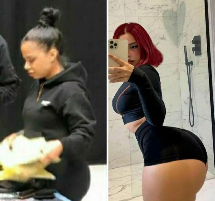 No hace más que decir que es "100% natural". La foto de la izquierda se la hicieron hace poco y obligó a borrarla