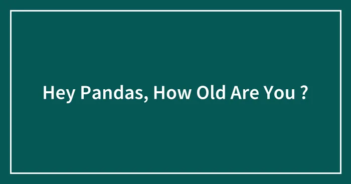 Hey Pandas, How Old Are You ?