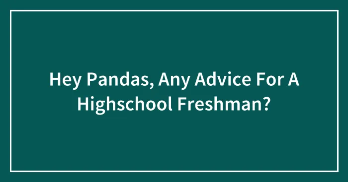 Hey Pandas, Any Advice For A Highschool Freshman?