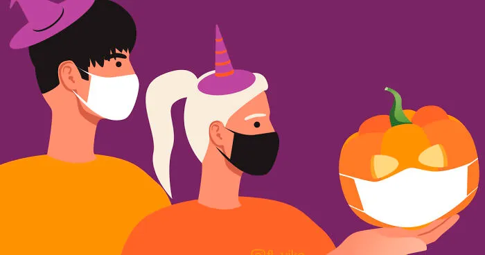 The Artist Wears Halloween Pumpkin Face Masks To Protect Against Covid (4 Pics)