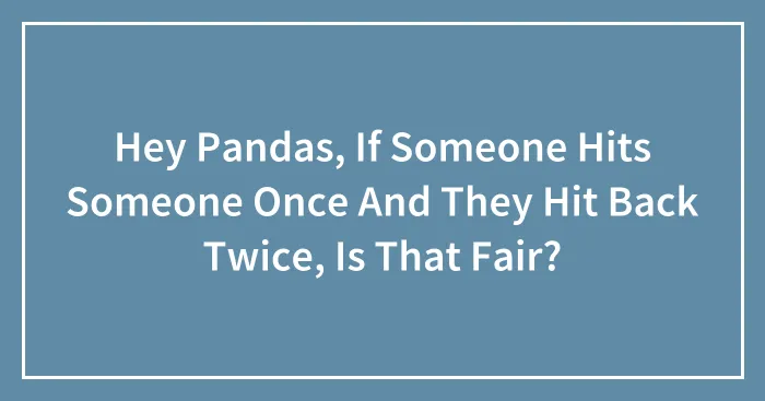 Hey Pandas, If Someone Hits Someone Once And They Hit Back Twice, Is That Fair?